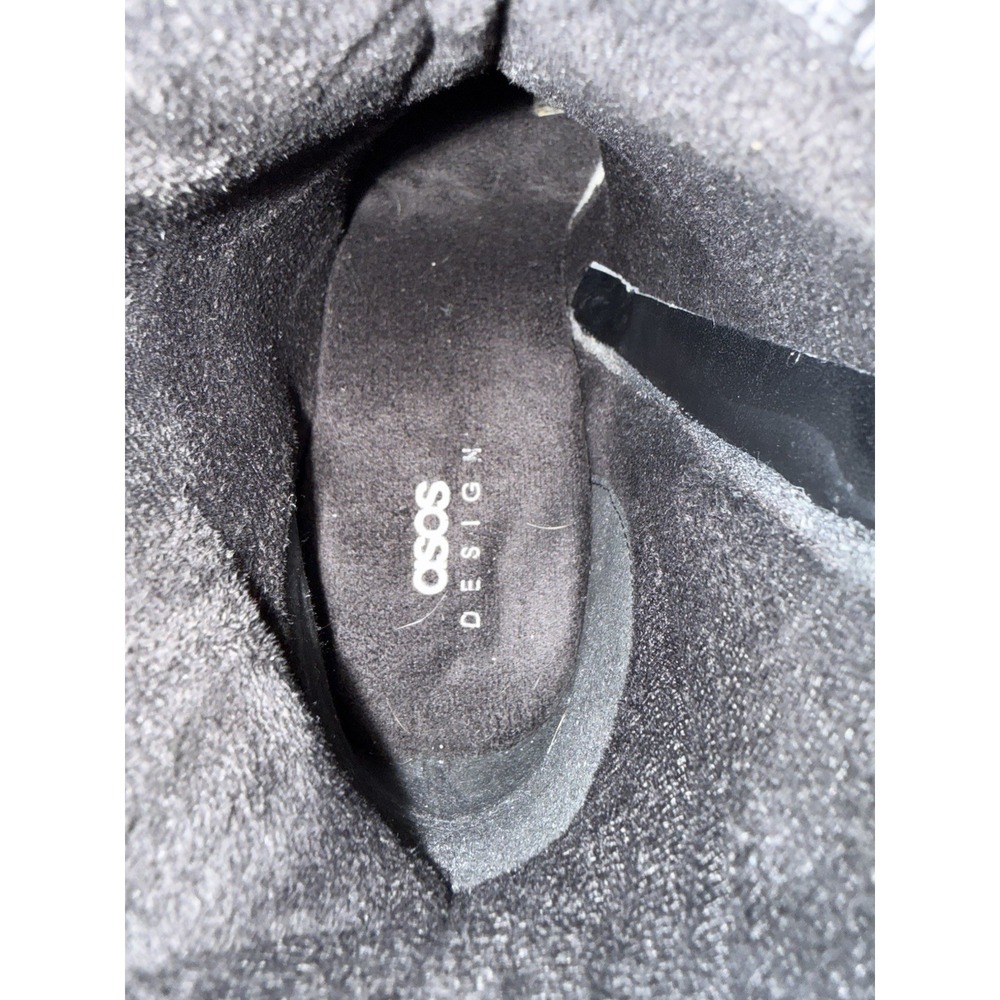 ASOS Black Square-Toe Mid-Calf Leather Ankle Boots - Picture 10 of 12